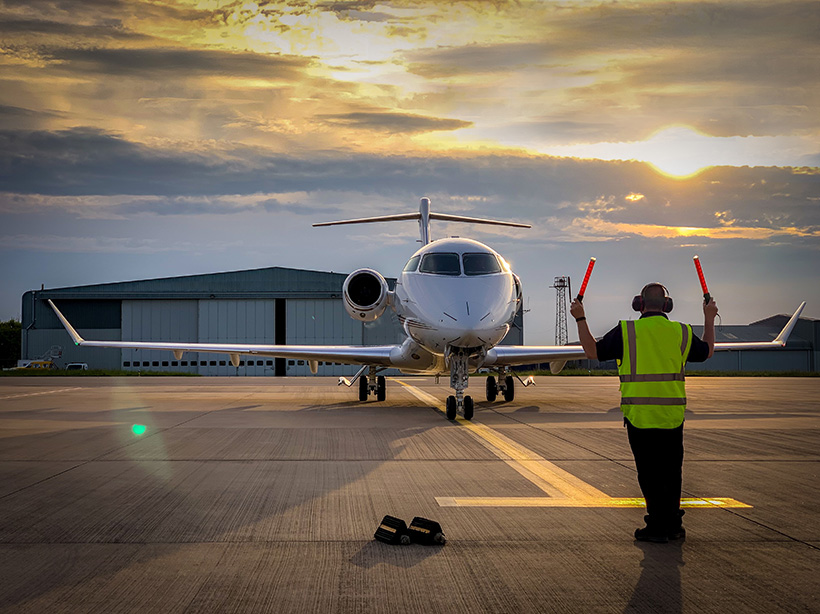 Private Jet taxing to runway