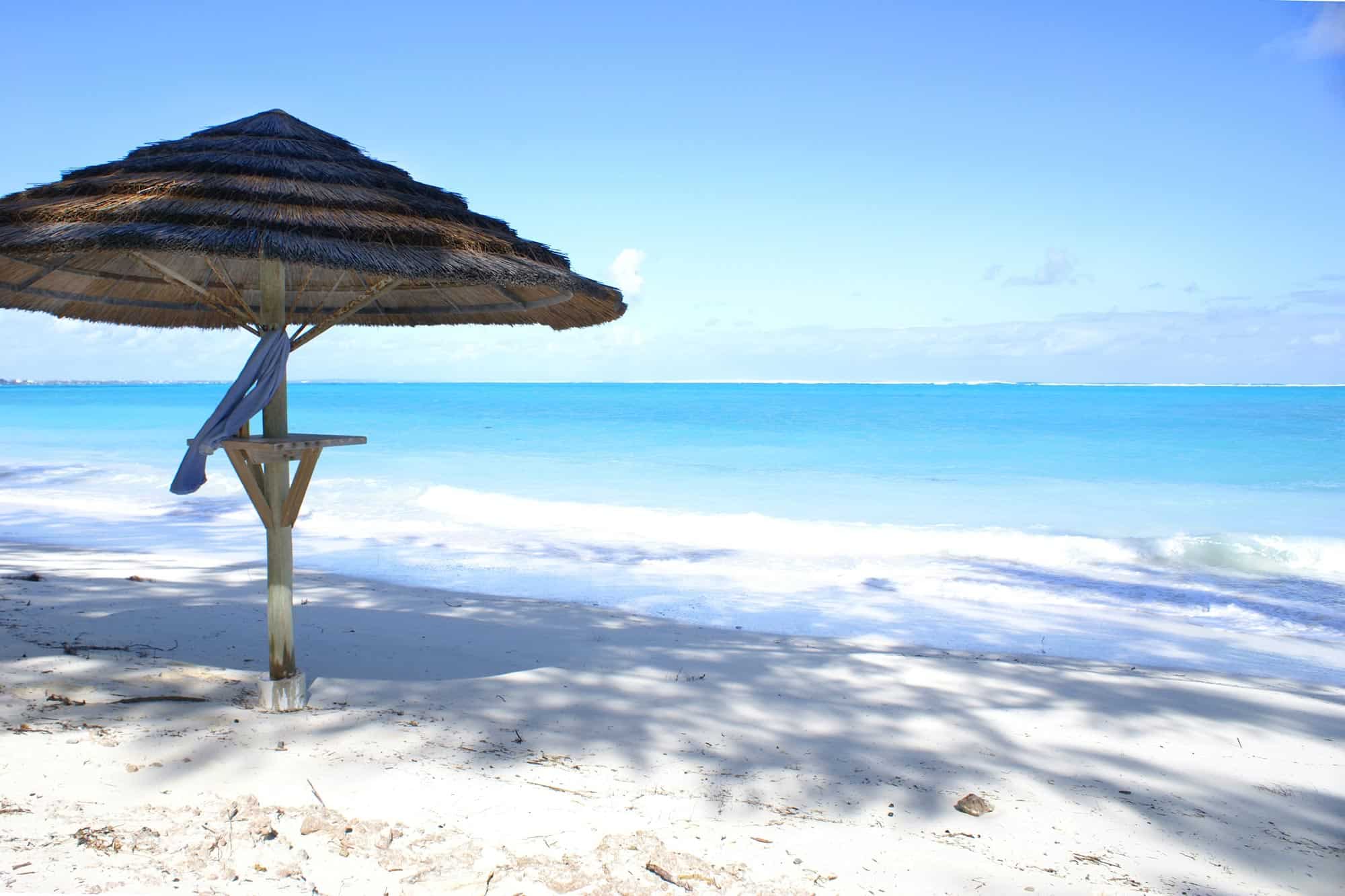 a white sanded beach at Turks and Caicos